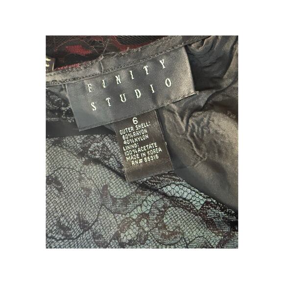 Finity Studio Women's Black Red 100% Skirt Floral Print Back Zip Lined Size 6 - Picture 6 of 6